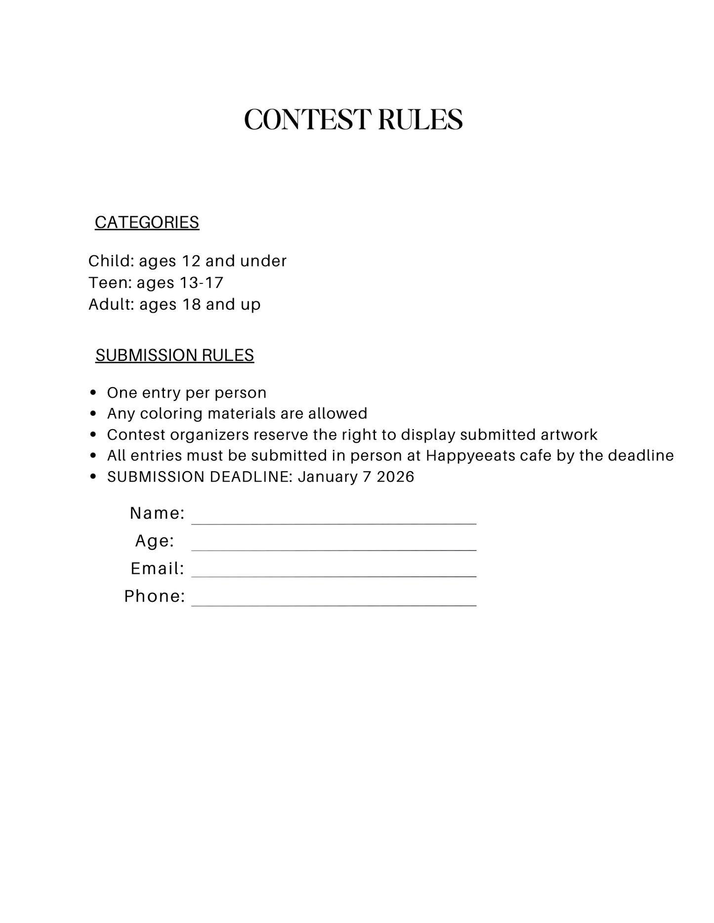 Christmas Coloring Contest Page